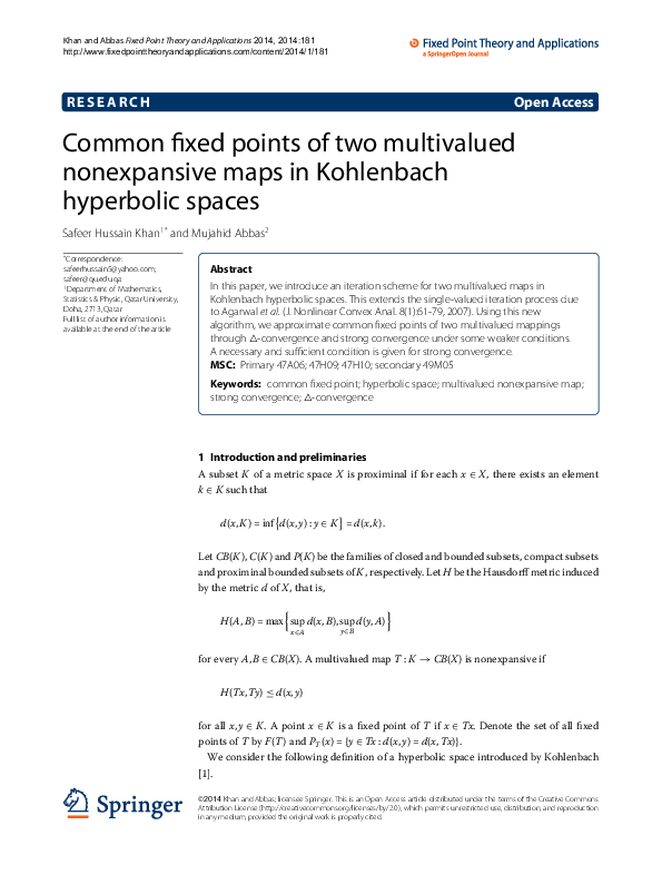 (PDF) Common fixed points of two multivalued nonexpansive mappings by ...