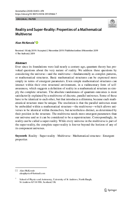 (PDF) Reality and Super-Reality: Properties of a Mathematical Multiverse