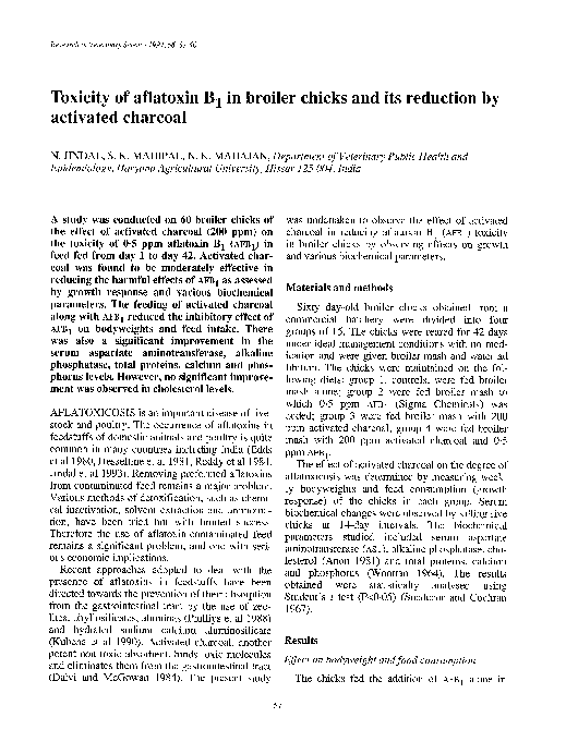 (PDF) Toxicity of aflatoxin B1 in broiler chicks and its reduction by ...