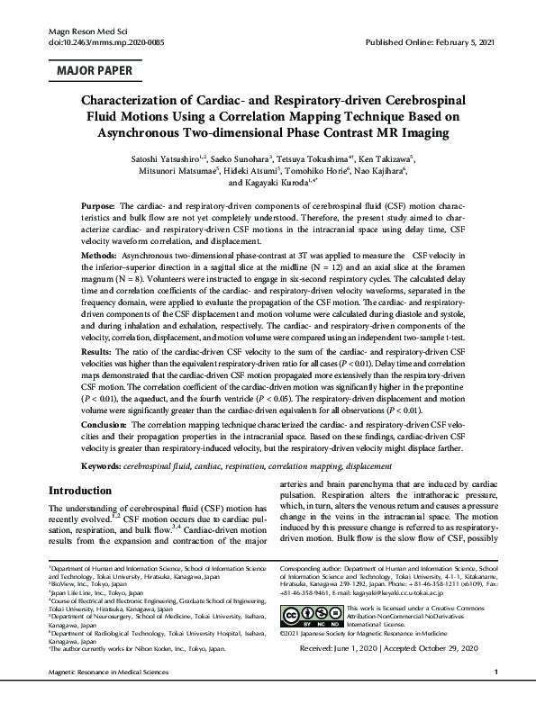 (PDF) Characterization of Cardiac- and Respiratory-driven Cerebrospinal ...