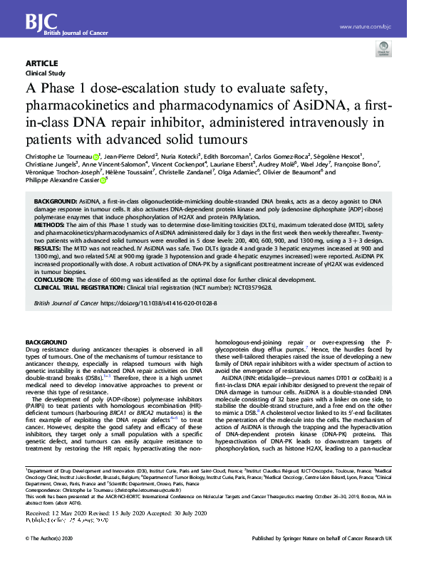 (PDF) A Phase 1 dose-escalation study to evaluate safety ...