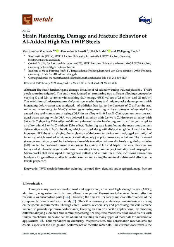 (PDF) Strain Hardening, Damage and Fracture Behavior of Al-Added High ...
