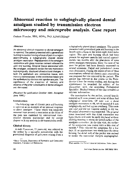 (PDF) Lichenoid hypersensitivity reaction against to dental amalgam