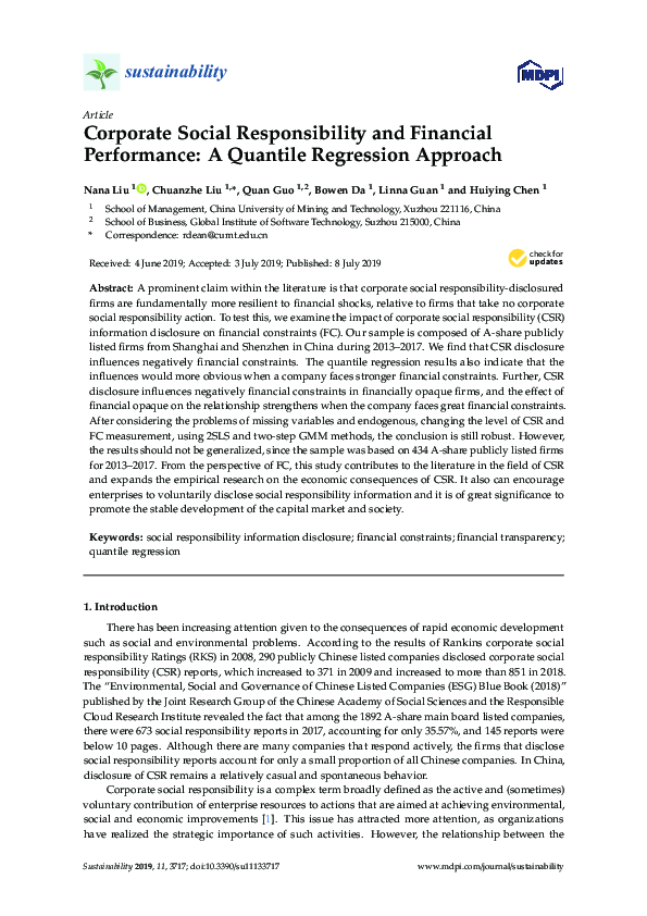 (PDF) Corporate Social Responsibility and Financial Performance Linkage ...