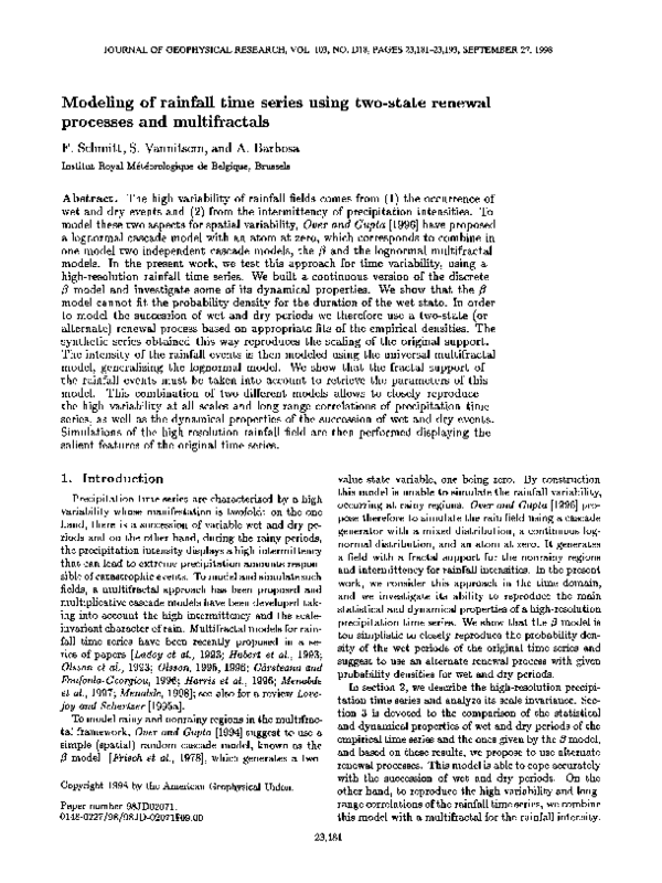 (PDF) Modeling of rainfall time series using two-state renewal ...