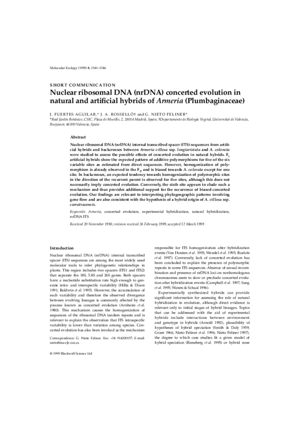 (PDF) Nuclear ribosomal DNA (nrDNA) concerted evolution in natural and ...