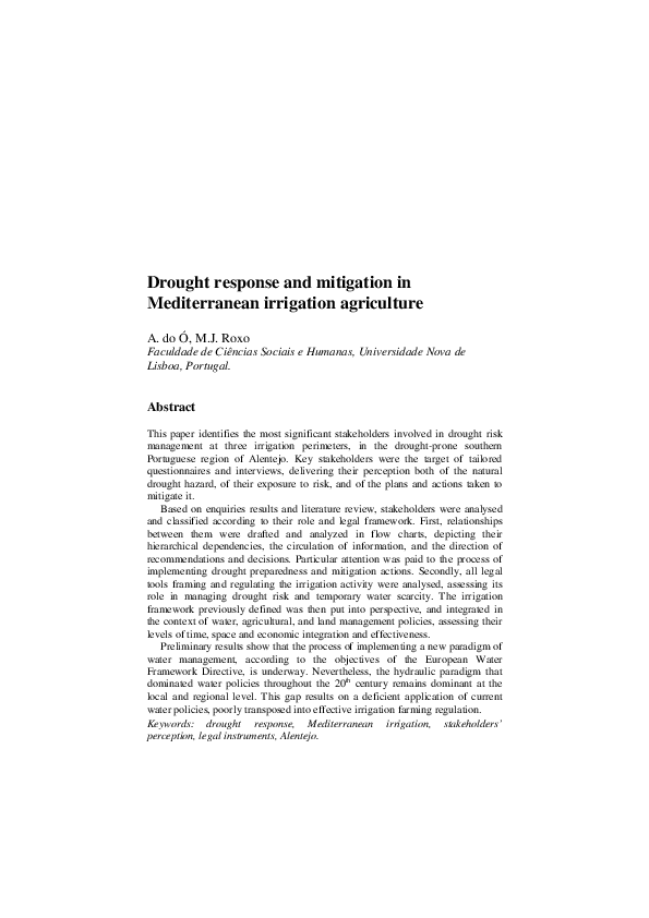 (PDF) Drought response and mitigation in Mediterranean irrigation ...