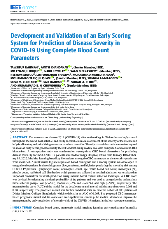 (PDF) Development and Validation of an Early Scoring System for ...