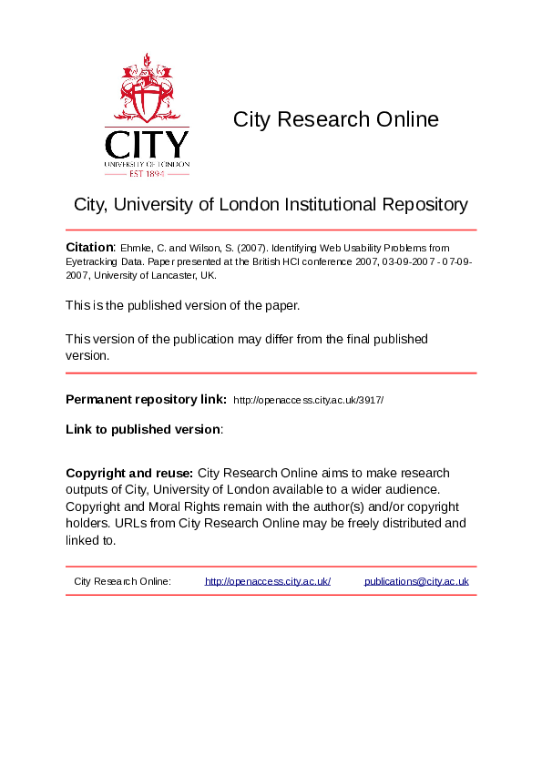 (PDF) Identifying Web Usability Problems from Eye-Tracking Data