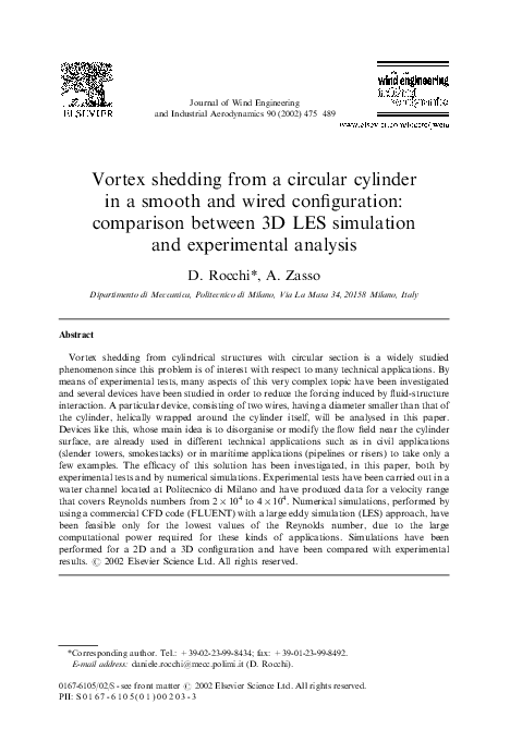 (PDF) Vortex shedding from a circular cylinder in a smooth and wired ...