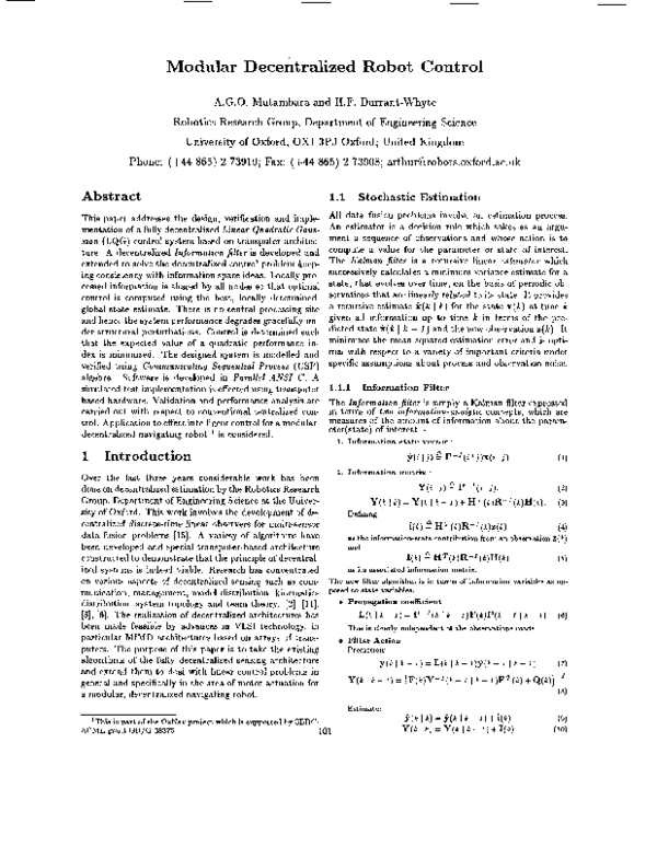 (PDF) Modular Decentralized Robot Control
