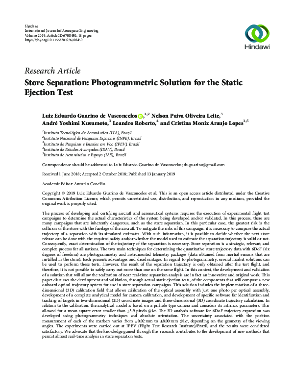 PDF) Store Separation: Photogrammetric Solution for the Static