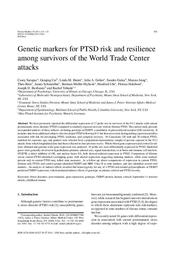 (PDF) Genetic Markers for PTSD Risk and Resilience Among Survivors of ...