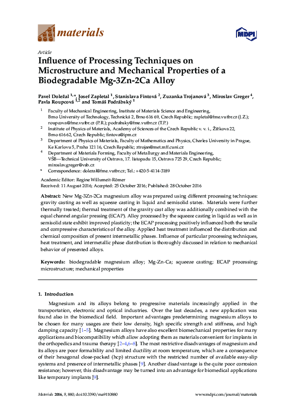 (PDF) Influence of Processing Techniques on Microstructure and ...