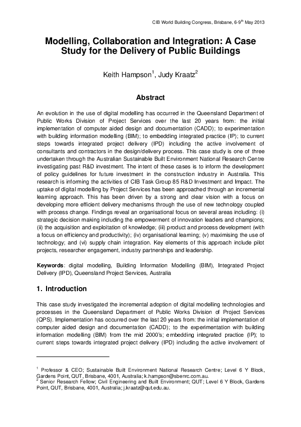 (PDF) Modelling, Collaboration and Integration: A Case Study for the ...