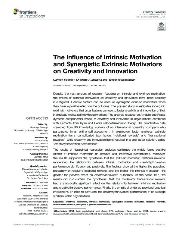(PDF) The Influence of Intrinsic Motivation and Synergistic Extrinsic ...