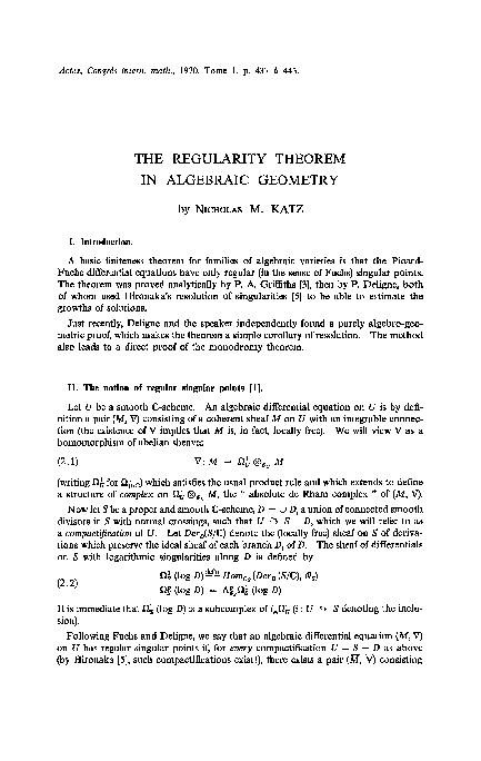 (PDF) The Regularity Theorem in Algebraic Geometry