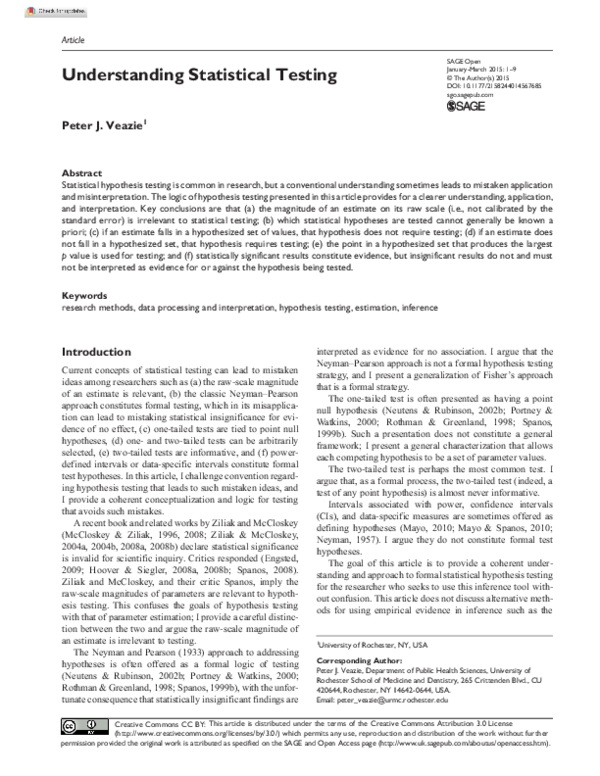 (PDF) Understanding Statistical Testing