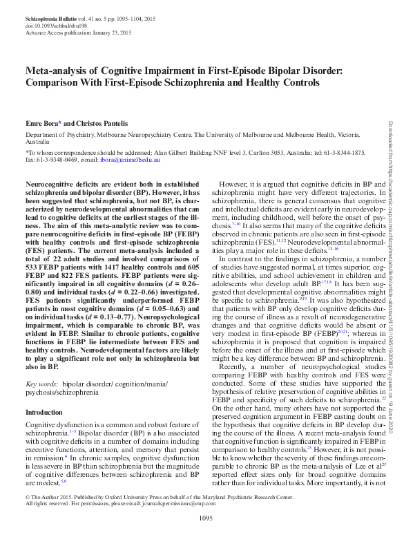 (PDF) Meta-analysis of Cognitive Impairment in First-episode Bipolar ...