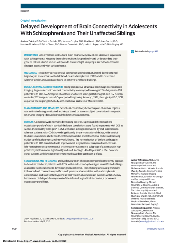 (PDF) Delayed Development of Brain Connectivity in Adolescents With ...