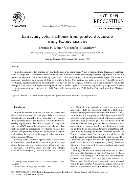 (PDF) Extracting color halftones from printed documents using texture ...