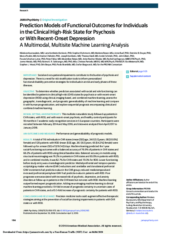 (PDF) Prediction Models of Functional Outcomes for Individuals in the ...