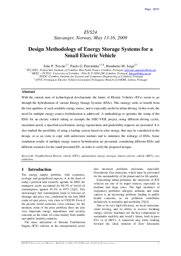 (PDF) Design methodology of energy storage systems for a small electric ...