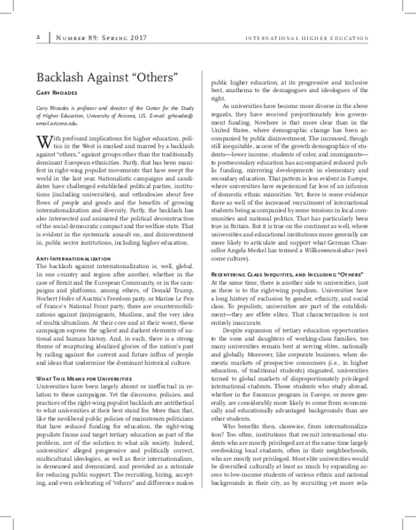 (PDF) Backlash Against “Others”