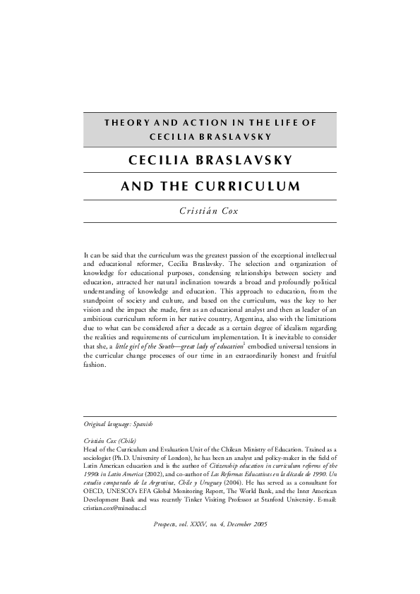 (PDF) Cecilia Braslavsky and the Curriculum