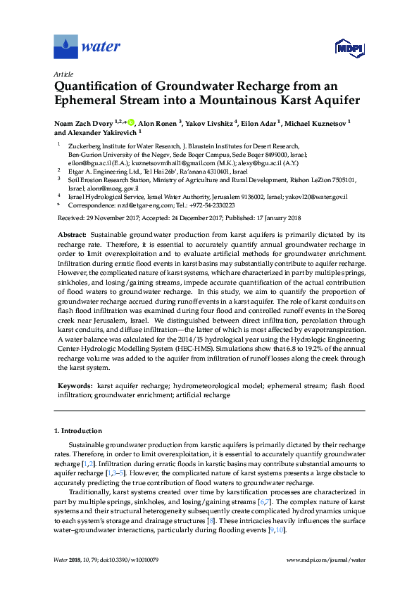 (PDF) Quantification of Groundwater Recharge from an Ephemeral Stream ...