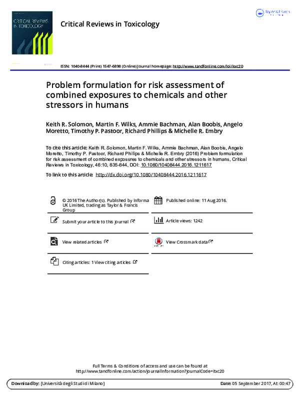 (PDF) Problem formulation for risk assessment of combined exposures to ...