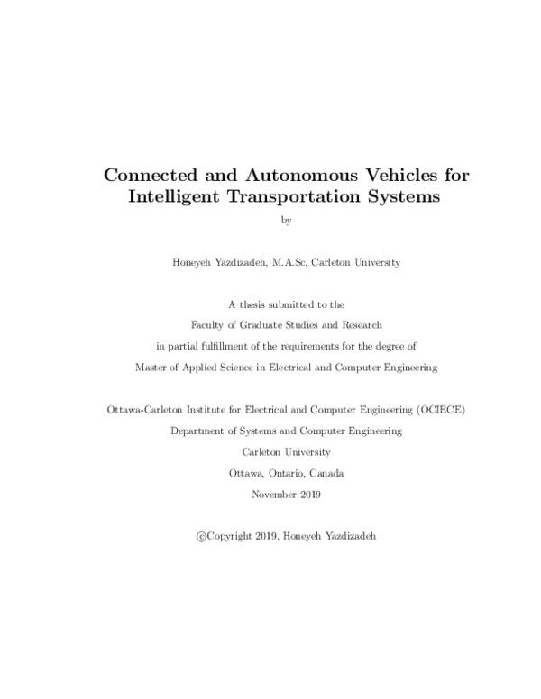 (PDF) Connected and Autonomous Vehicles for Intelligent Transportation ...