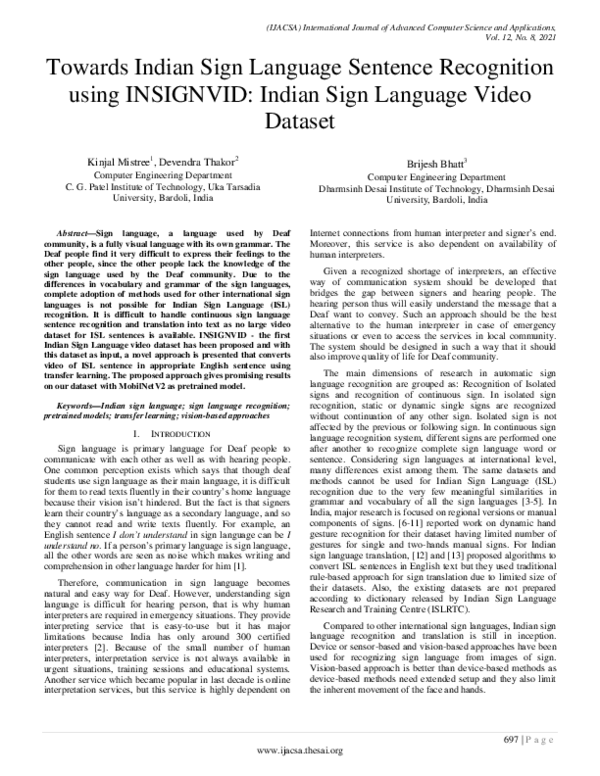 (PDF) Towards Indian Sign Language Sentence Recognition using INSIGNVID ...