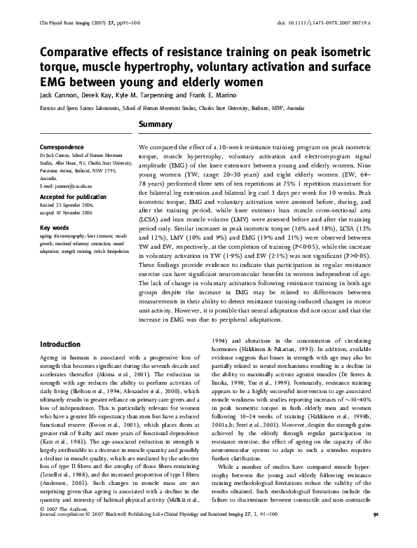 (PDF) Comparative effects of resistance training on peak isometric ...