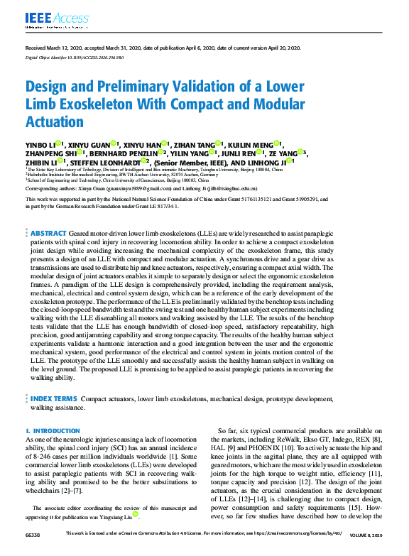 (PDF) Design and Preliminary Validation of a Lower Limb Exoskeleton ...
