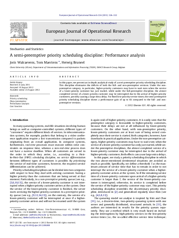 (PDF) A semi-preemptive priority scheduling discipline: Performance ...
