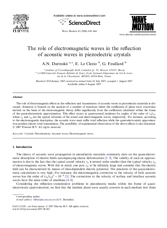 (PDF) The role of electromagnetic waves in the reflection of acoustic ...