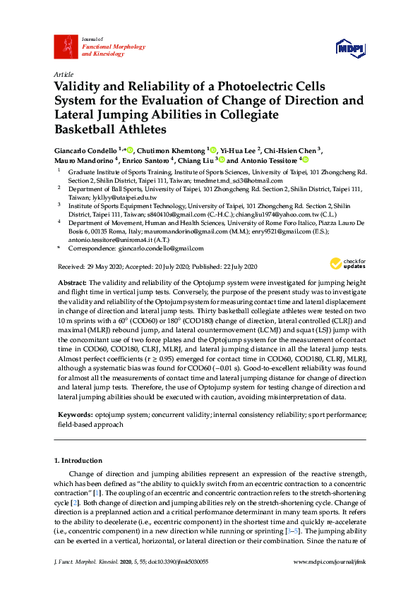 (PDF) Validity and Reliability of a Photoelectric Cells System for the ...