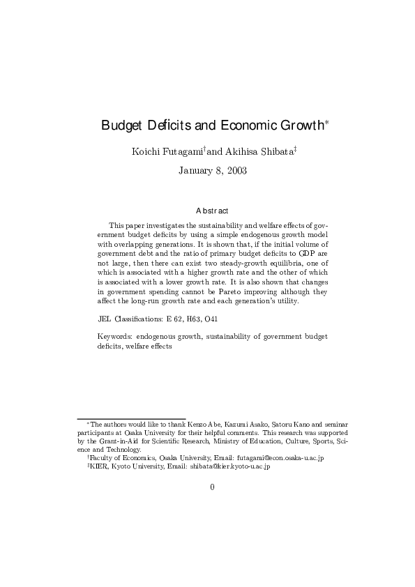 (PDF) Budget Deficits and Economic Growth