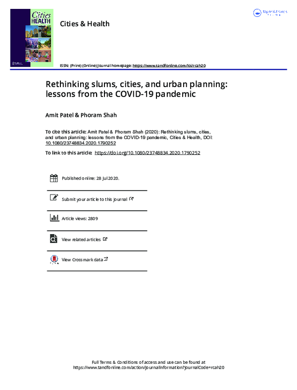 (PDF) Rethinking slums, cities, and urban planning: lessons from the ...