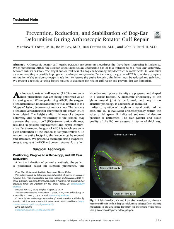 (PDF) Prevention, Reduction, and Stabilization of Dog-Ear Deformities ...