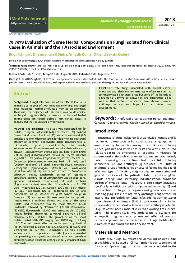 (PDF) In vitro Evaluation of Some Herbal Compounds on Fungi Isolated ...