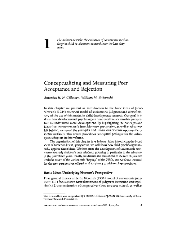 (PDF) Conceptualizing and measuring peer acceptance and rejection
