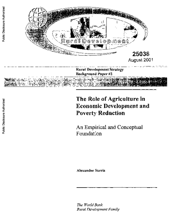 (PDF) The role of agriculture in economic development and poverty ...