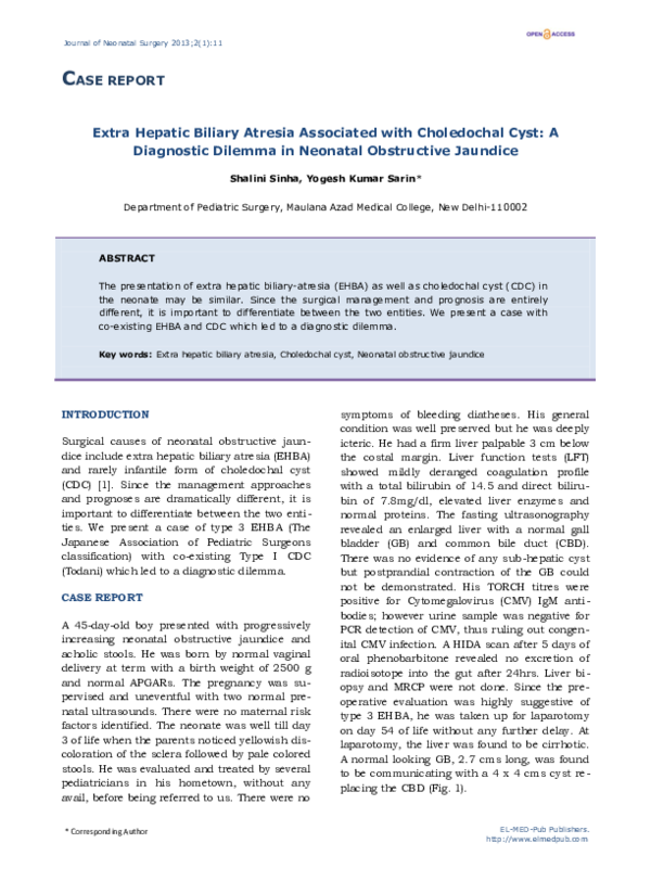 (PDF) Extrahepatic biliary atresia associated with cyanotic congenital ...