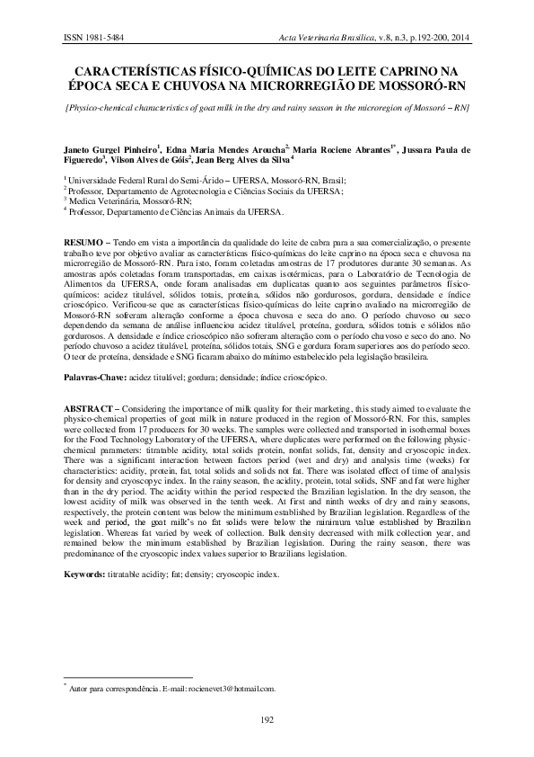 (PDF) Physico-chemical characteristics of goat milk in the dry and ...