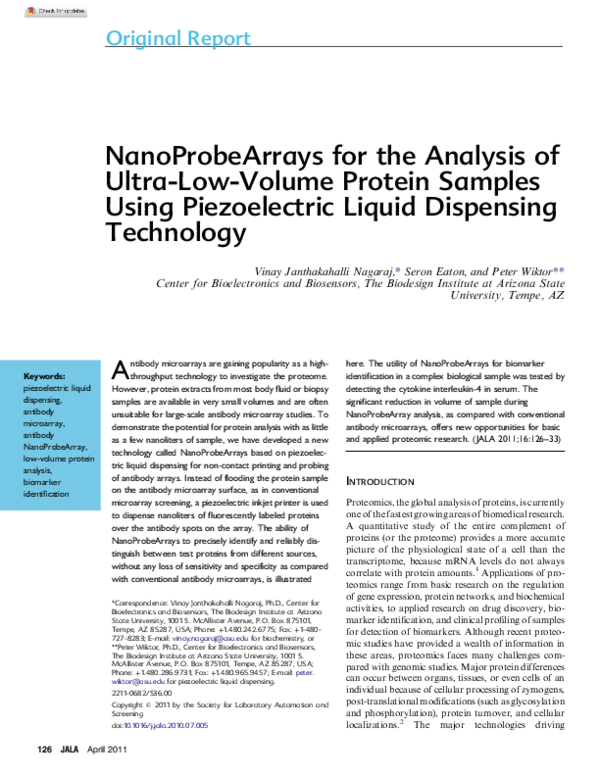 (PDF) NanoProbeArrays for the Analysis of Ultra-Low-Volume Protein ...