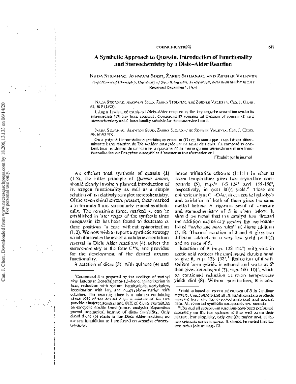 (PDF) A Synthetic Approach to Quassin. Introduction of Functionality ...