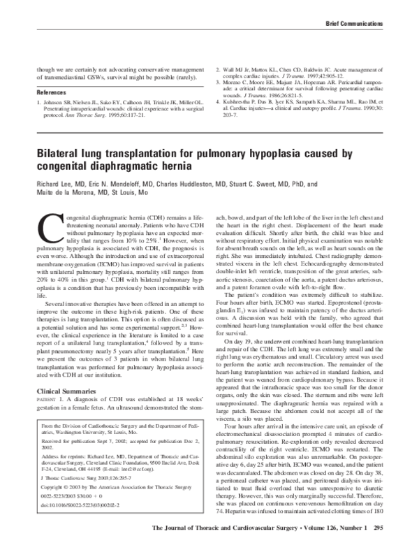Bilateral lung transplantation for pulmonary hypoplasia caused by congenital diaphragmatic hernia