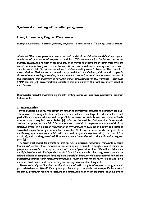 (PDF) Systematic Testing of Parallel Programs